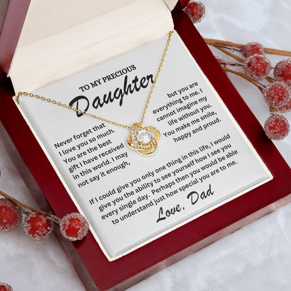 To My Precious Daughter - Love Dad - Love Knot Necklace - TJ071