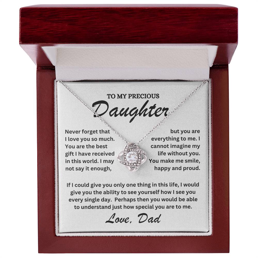 To My Precious Daughter - Love Dad - Love Knot Necklace - TJ071