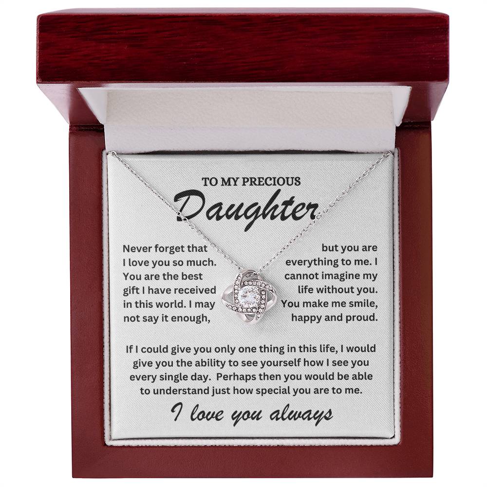 To My Precious Daughter - I Love You Always - Love Knot Necklace - TJ070