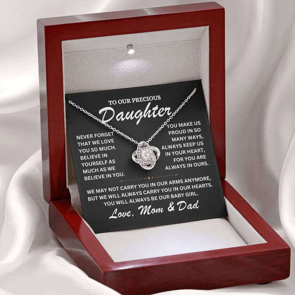 To Our Precious Daughter - Love Mom and Dad -Love Knot Necklace - TJ068V2