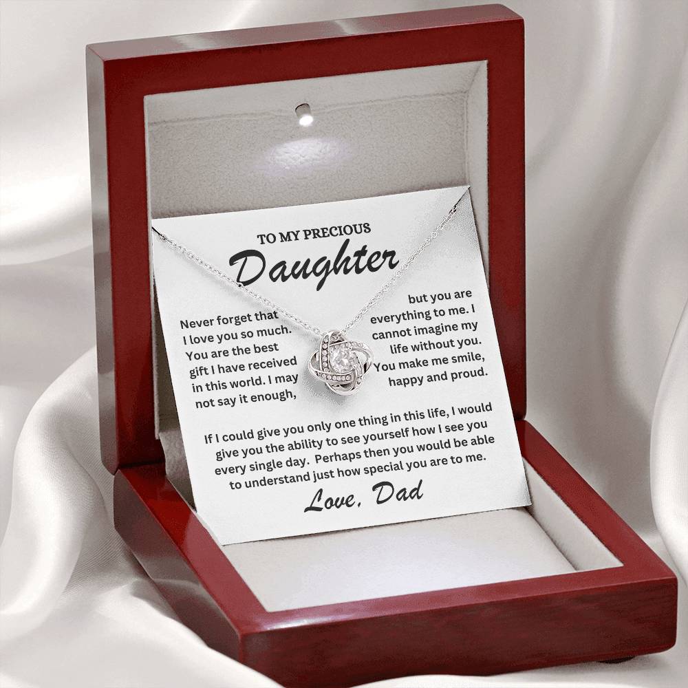 To My Precious Daughter - Love Dad - Love Knot Necklace - TJ071