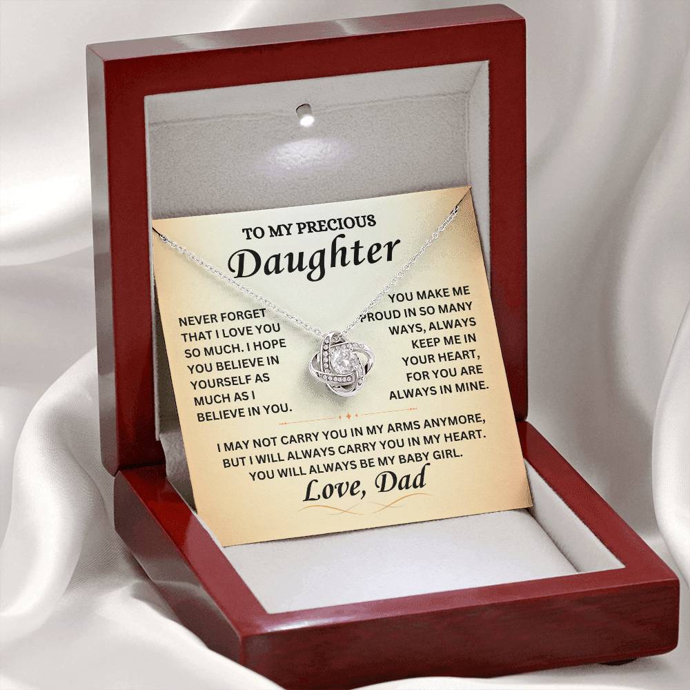 To Our Precious Daughter - Love  Dad - Love Knot Necklace - TJ069