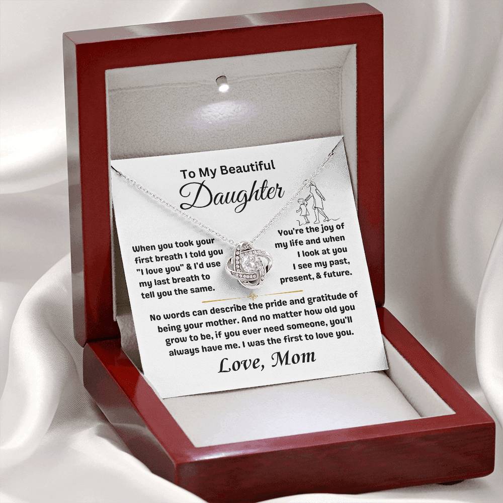 To My Daughter - Love Knot Necklace Gift Set - TJ061