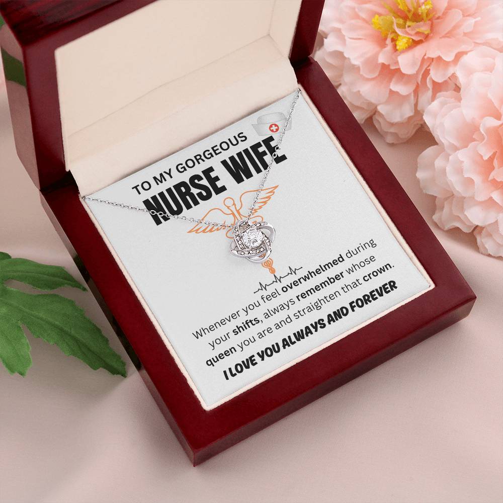 To My Gorgeous Nurse Wife - Love Knot Necklace - TJ051