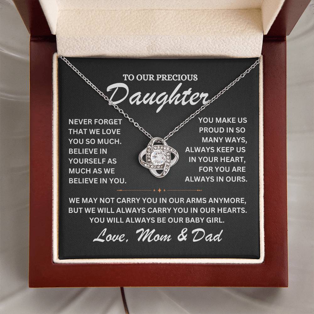 To Our Precious Daughter - Love Mom and Dad -Love Knot Necklace - TJ068V2