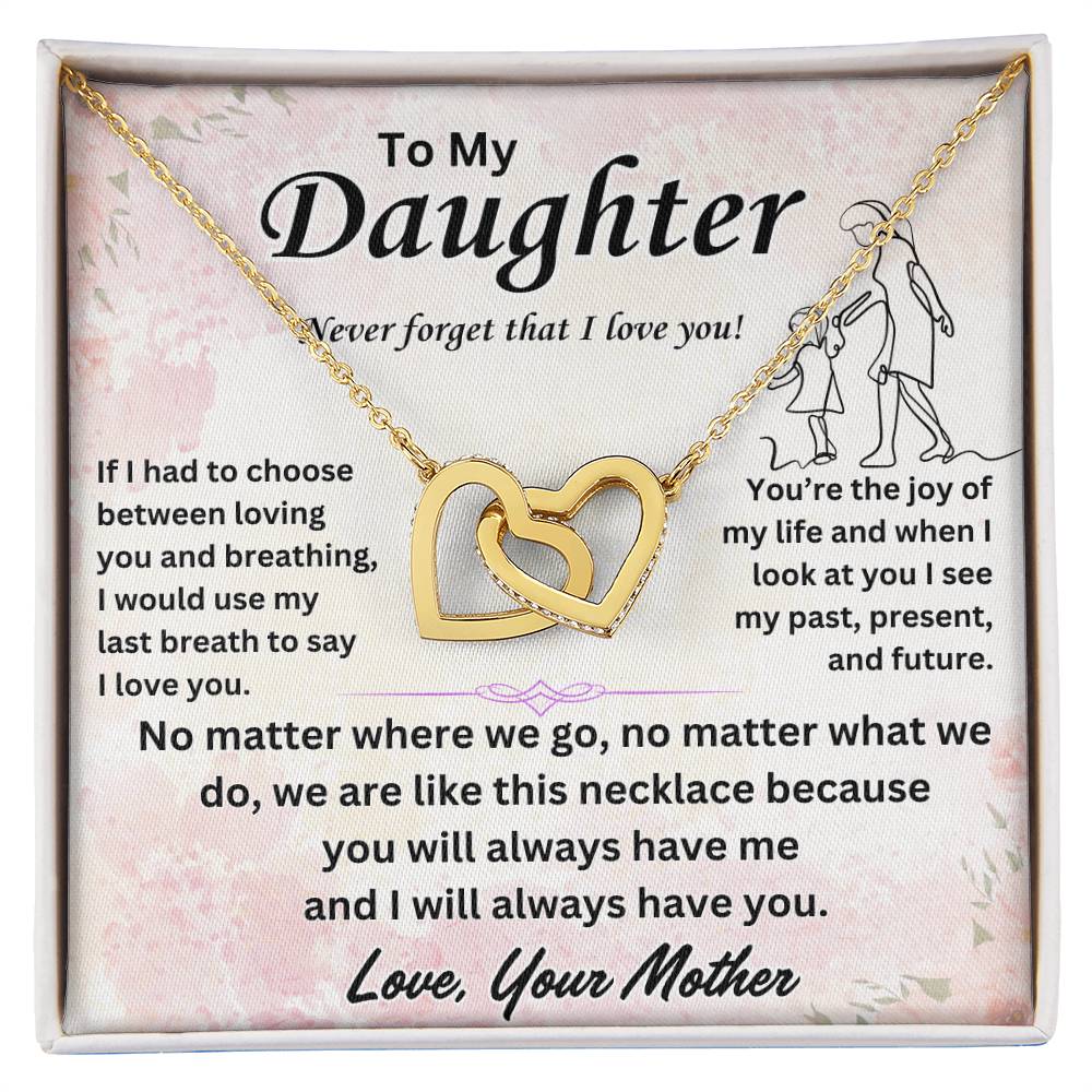 To My Daughter - Interlocking Hearts Necklace Gift Set - TJ030