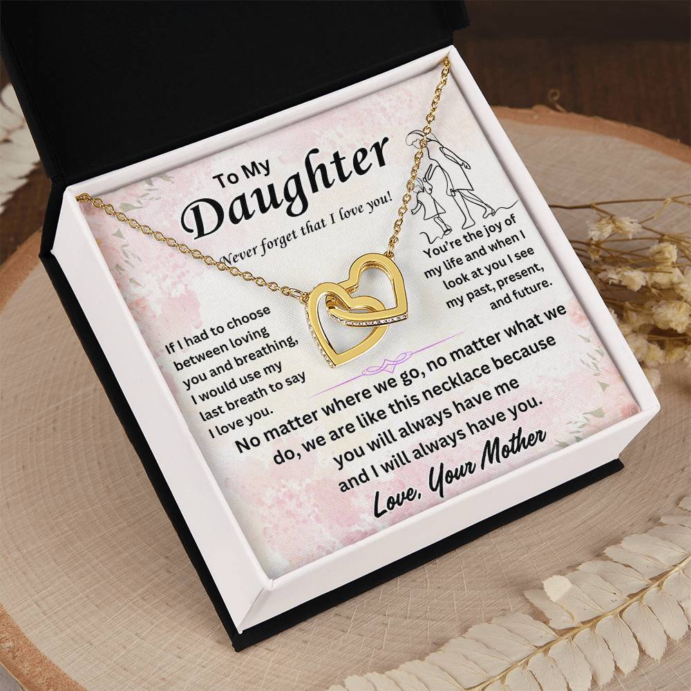 To My Daughter - Interlocking Hearts Necklace Gift Set - TJ030