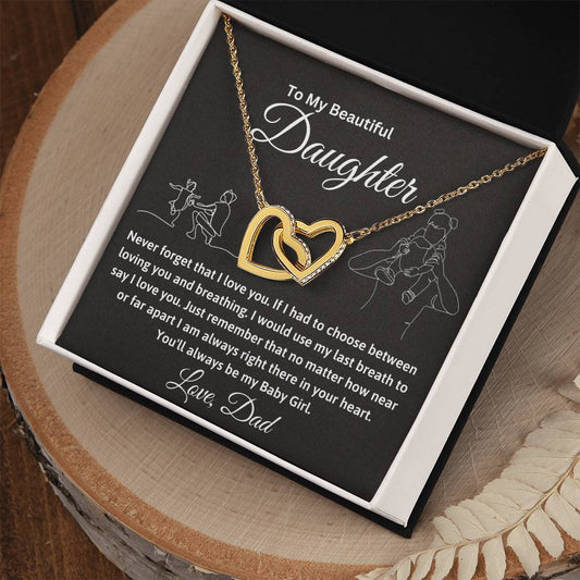 To My Daughter - Interlocking Hearts Necklace Gift Set - TJ026