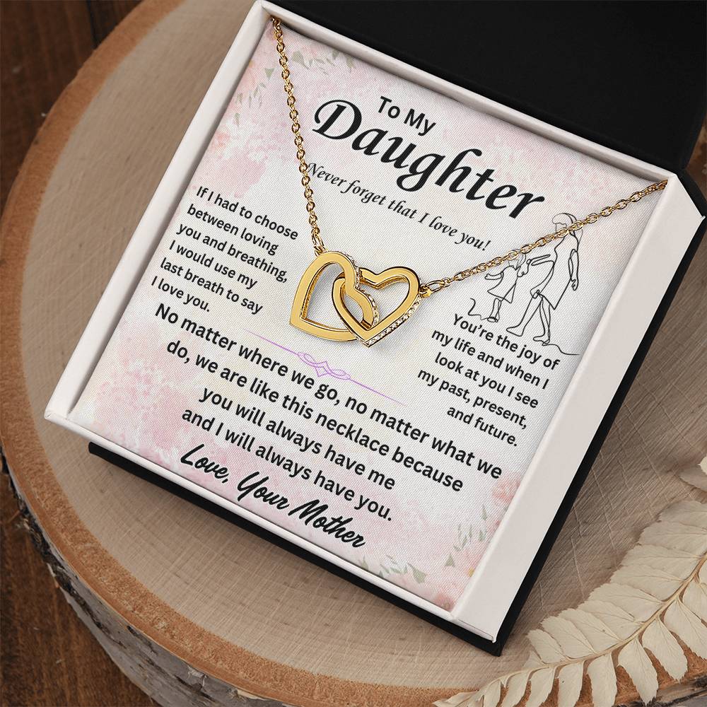 To My Daughter - Interlocking Hearts Necklace Gift Set - TJ030