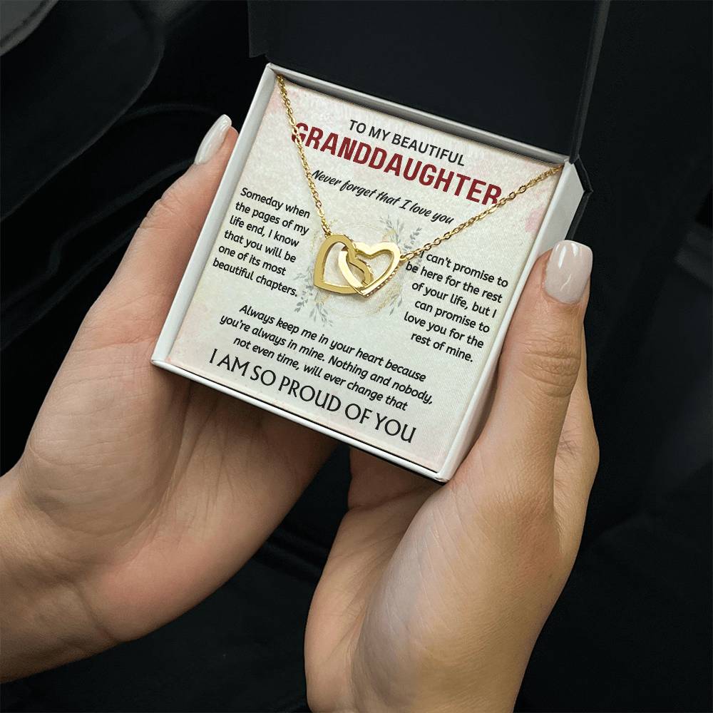 To My Beautiful Granddaughter - Interlocking Hearts Necklace Gift Set - TJ022