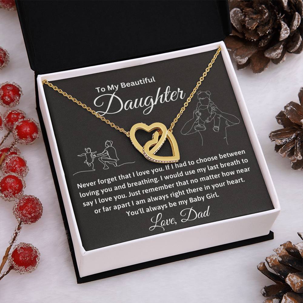 To My Daughter - Interlocking Hearts Necklace Gift Set - TJ026