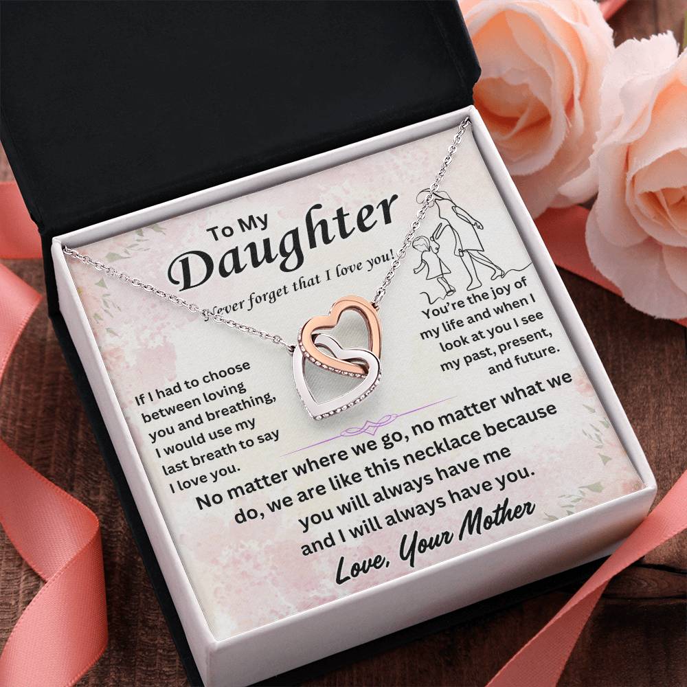 To My Daughter - Interlocking Hearts Necklace Gift Set - TJ030