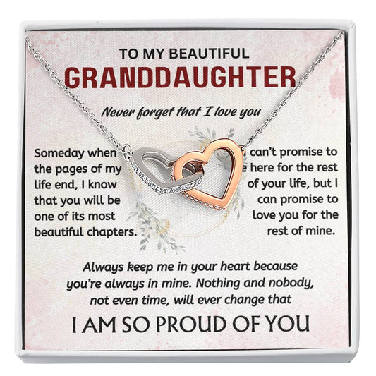 To My Beautiful Granddaughter - Interlocking Hearts Necklace Gift Set - TJ022