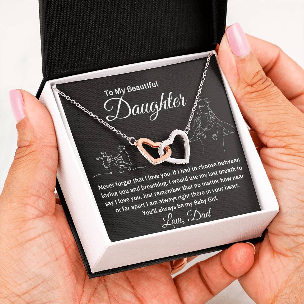 To My Daughter - Interlocking Hearts Necklace Gift Set - TJ026