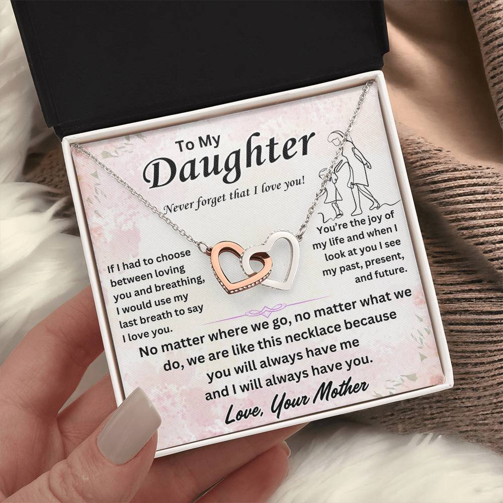 To My Daughter - Interlocking Hearts Necklace Gift Set - TJ030