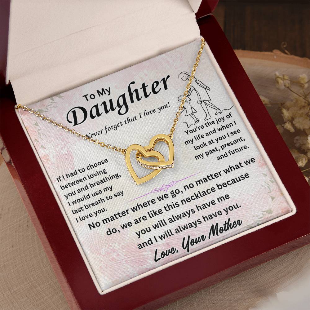 To My Daughter - Interlocking Hearts Necklace Gift Set - TJ030