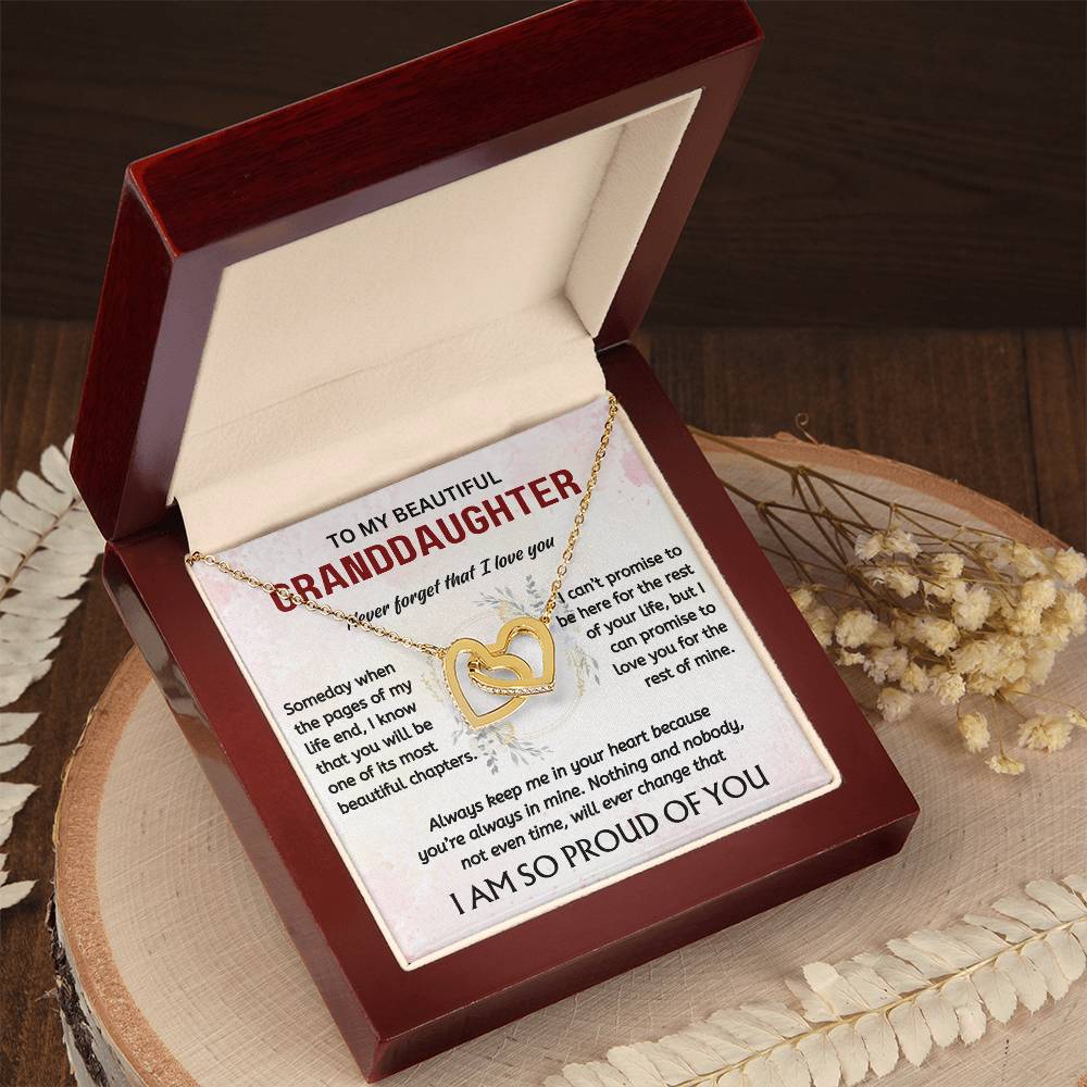 To My Beautiful Granddaughter - Interlocking Hearts Necklace Gift Set - TJ022