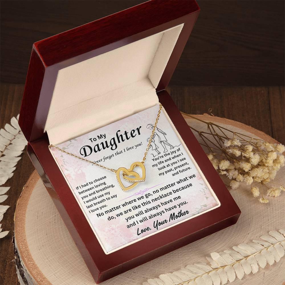 To My Daughter - Interlocking Hearts Necklace Gift Set - TJ030