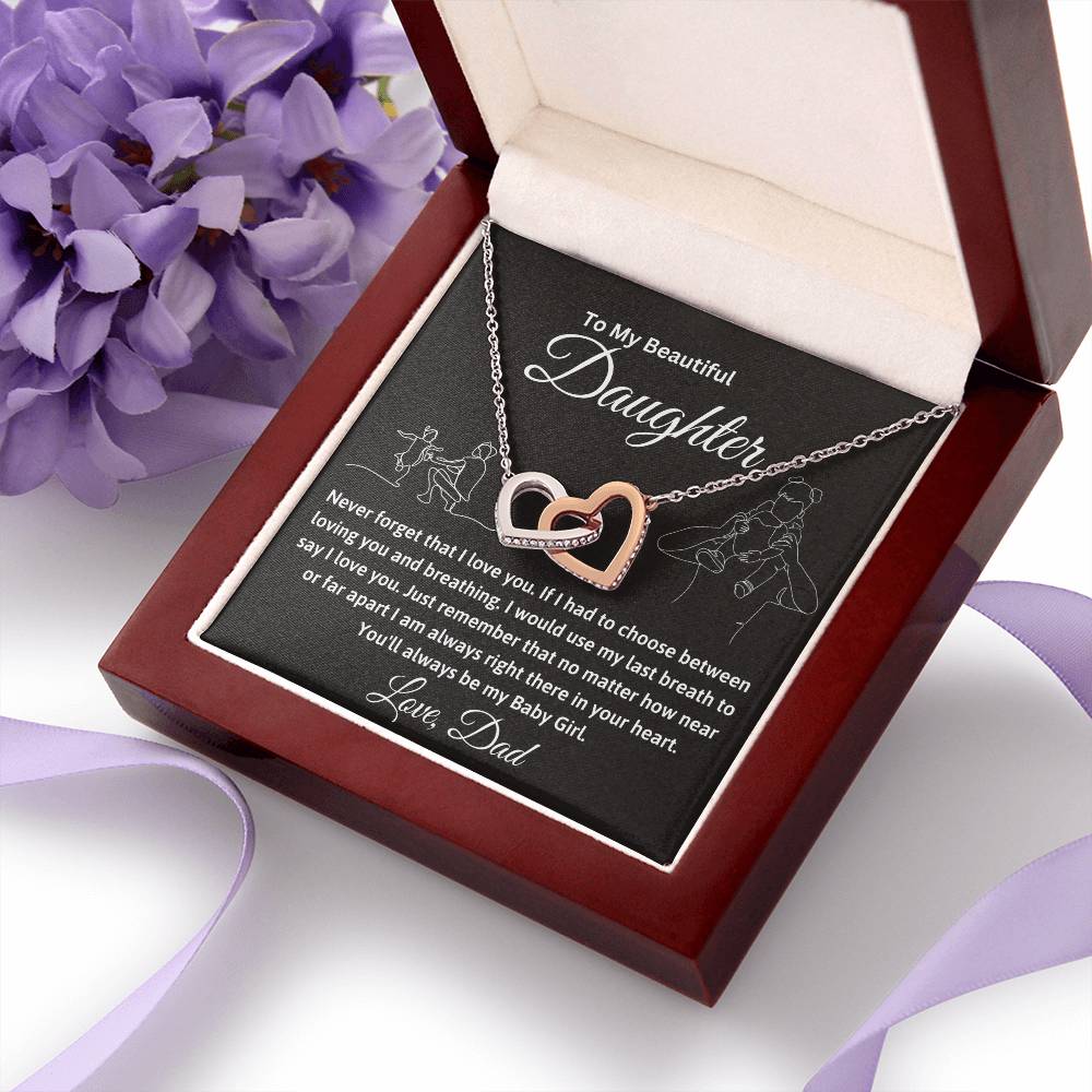 To My Daughter - Interlocking Hearts Necklace Gift Set - TJ026