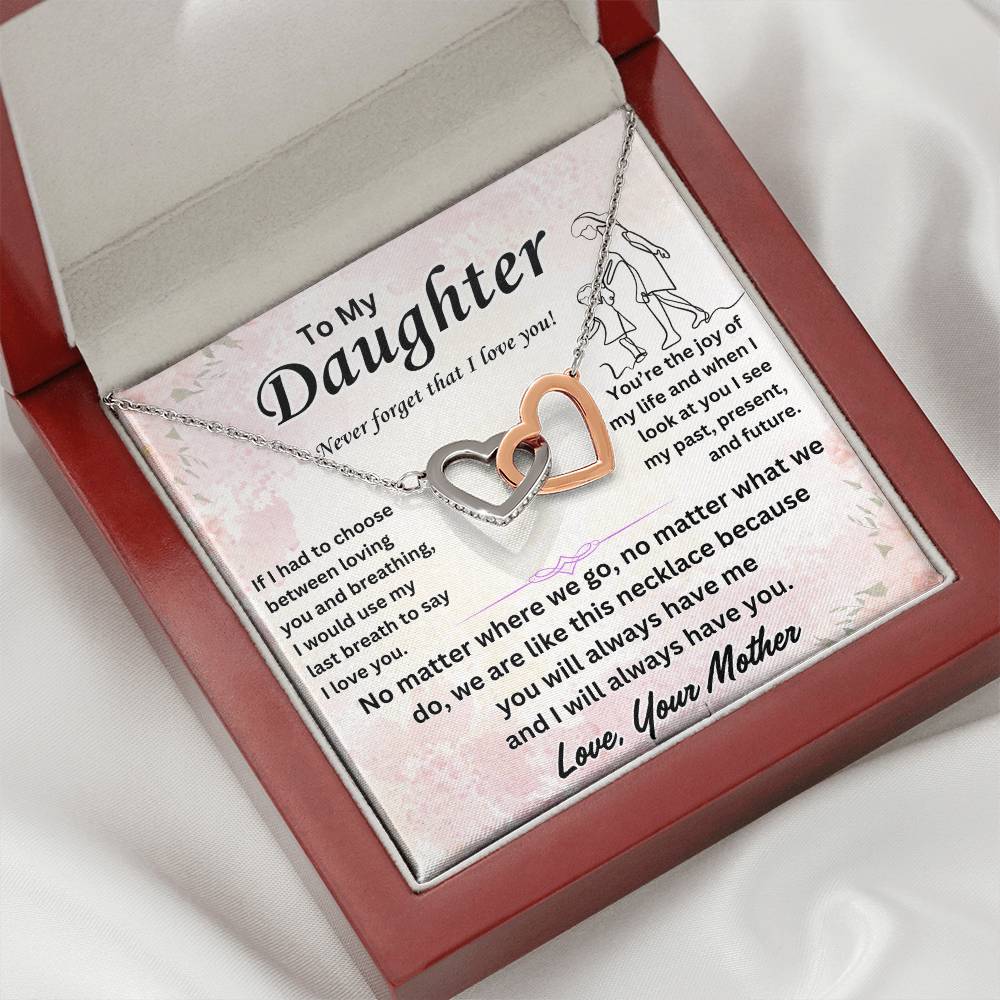 To My Daughter - Interlocking Hearts Necklace Gift Set - TJ030