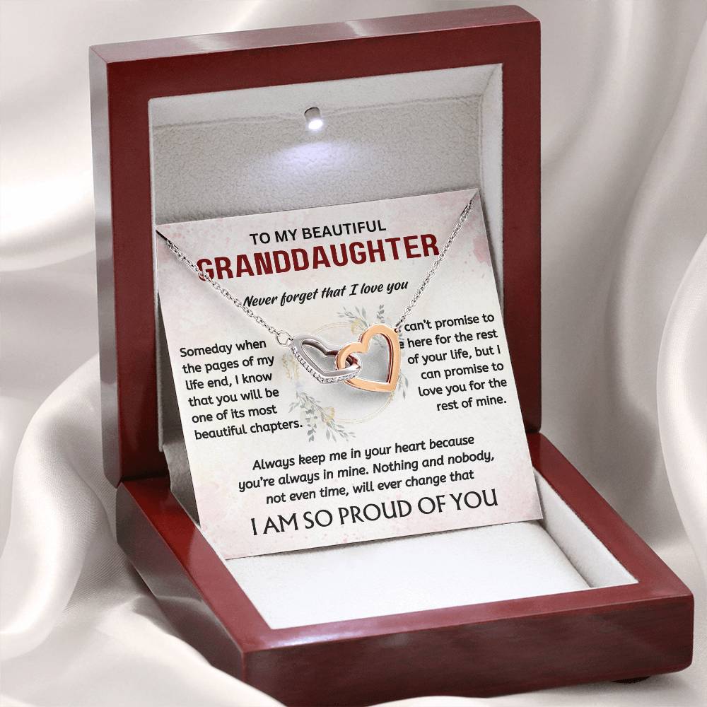 To My Beautiful Granddaughter - Interlocking Hearts Necklace Gift Set - TJ022