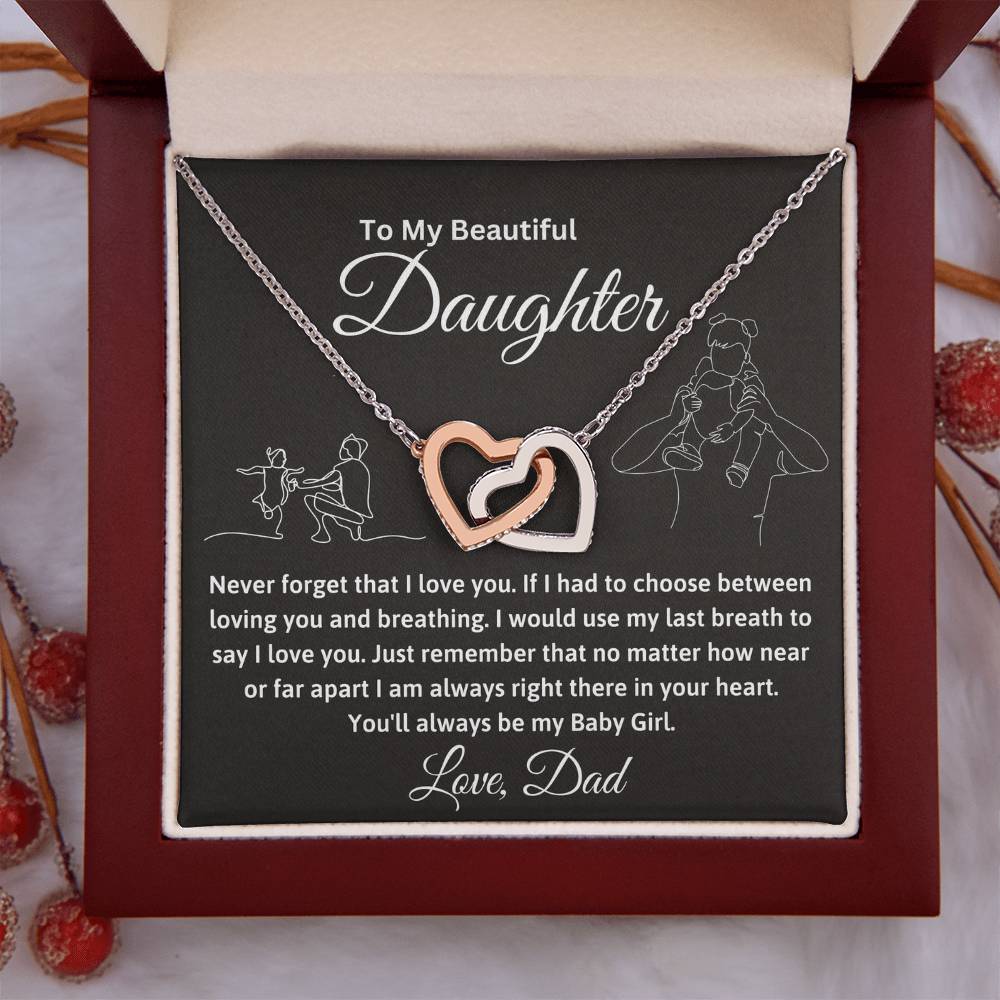 To My Daughter - Interlocking Hearts Necklace Gift Set - TJ026