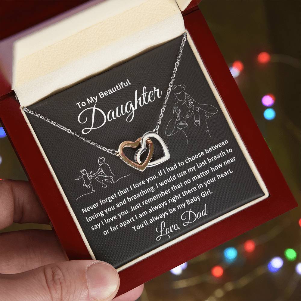 To My Daughter - Interlocking Hearts Necklace Gift Set - TJ026