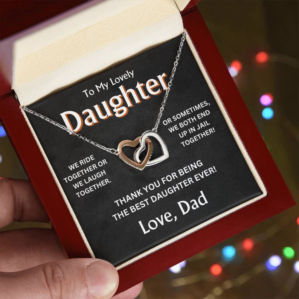To My Lovely Daughter - Love Dad - Interlocking Hearts Gift Set - TJ101
