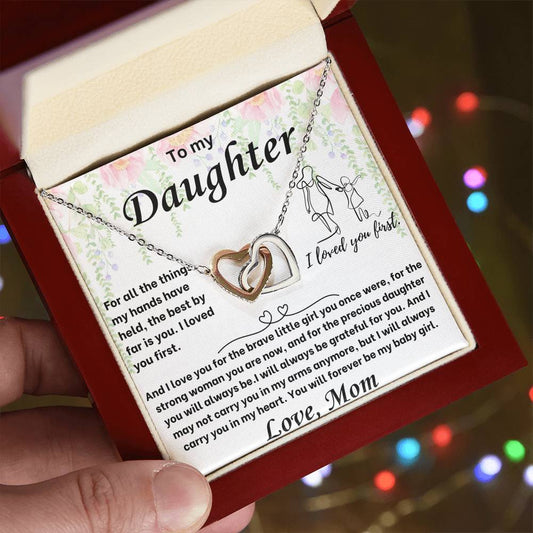 To My Daughter from Mom - Interlocking Hearts Necklace Gift Set - TJ018