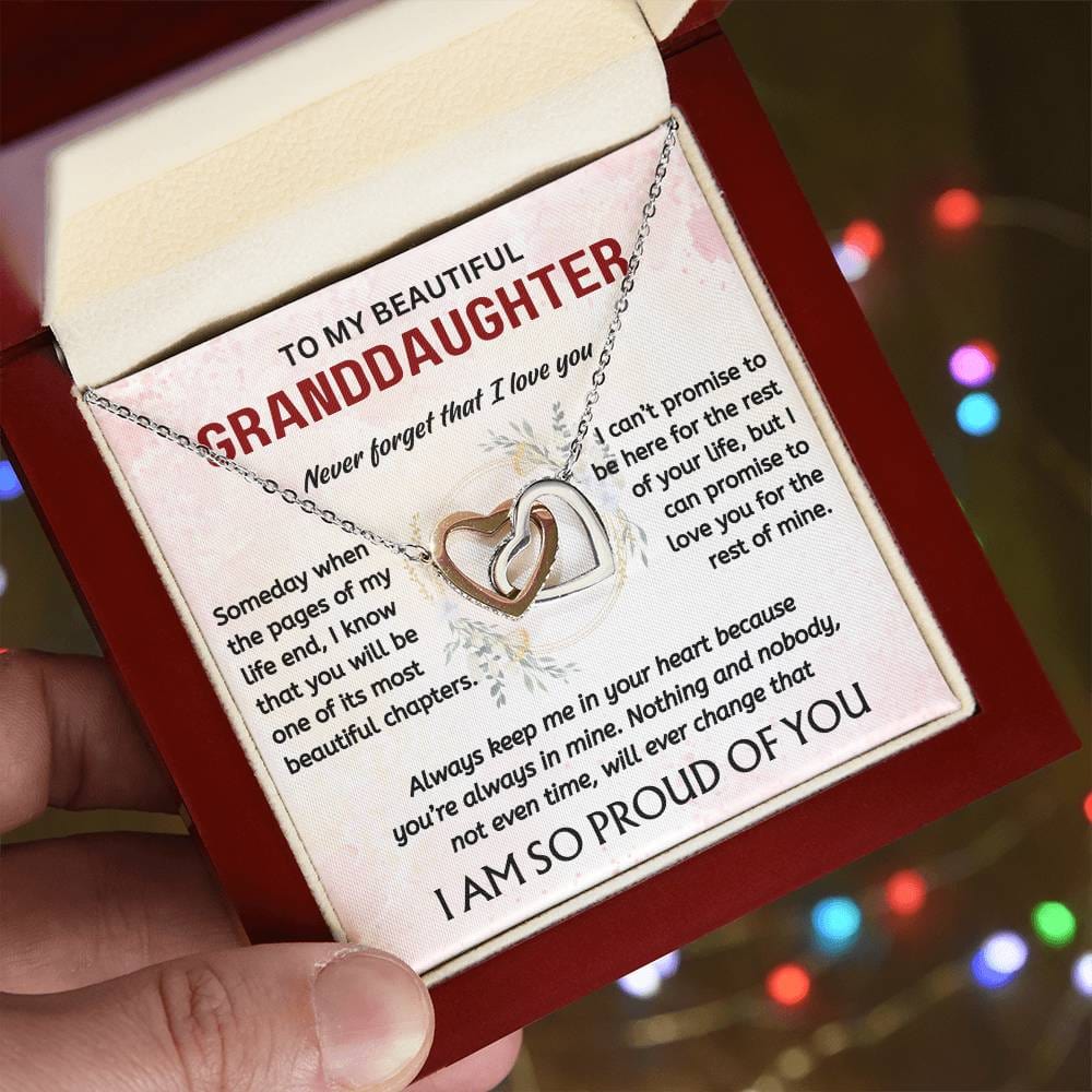 To My Beautiful Granddaughter - Interlocking Hearts Necklace Gift Set - TJ022