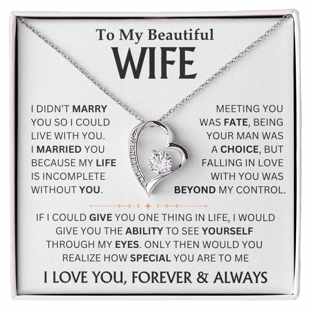 To My Beautiful Wife - Forever Love Necklace Gift Set Personalized TJ079