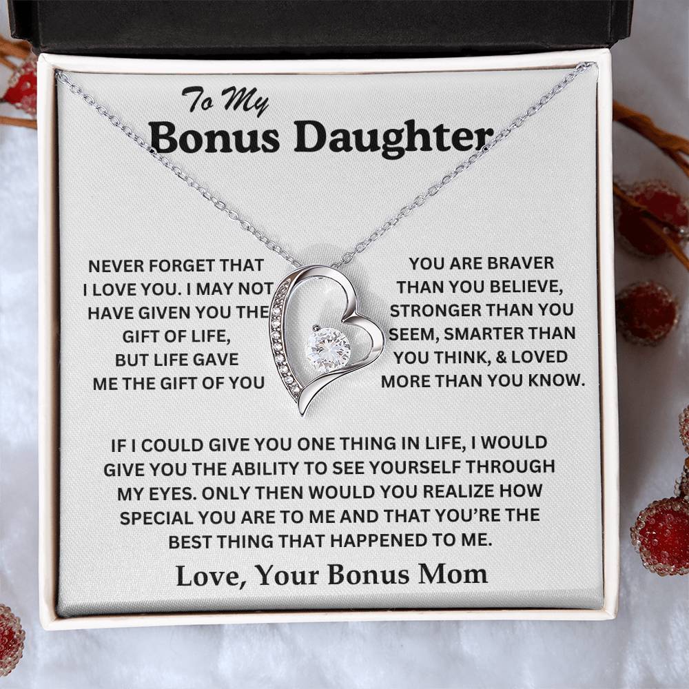 To My Bonus Daughter - Love, Your Bonus Mom - Forever Love Necklace - TJ075