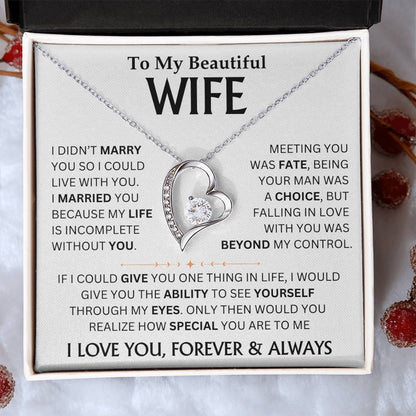 To My Beautiful Wife - Forever Love Necklace Gift Set Personalized TJ079