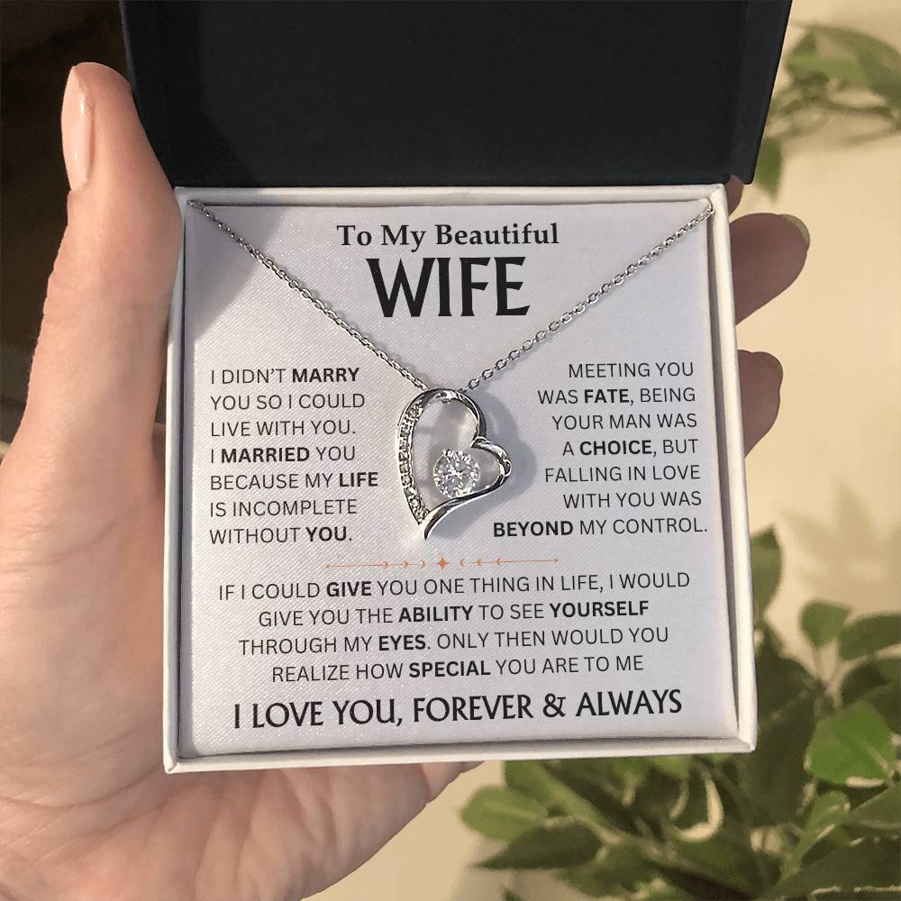 To My Beautiful Wife - Forever Love Necklace Gift Set Personalized TJ079