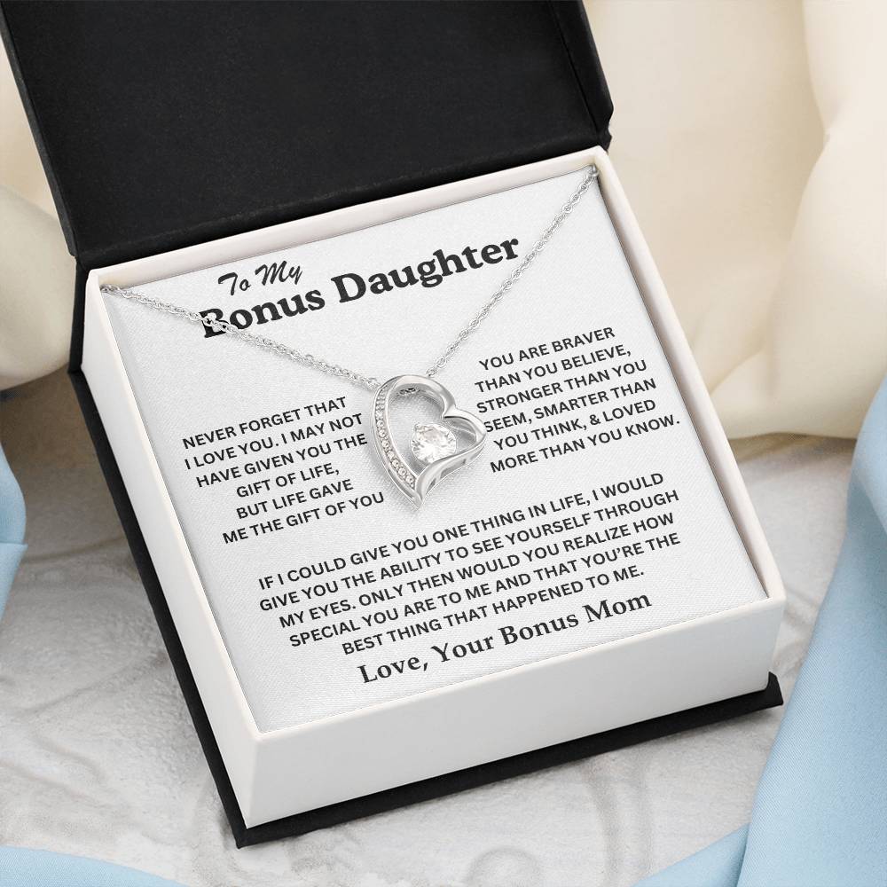 To My Bonus Daughter - Love, Your Bonus Mom - Forever Love Necklace - TJ075