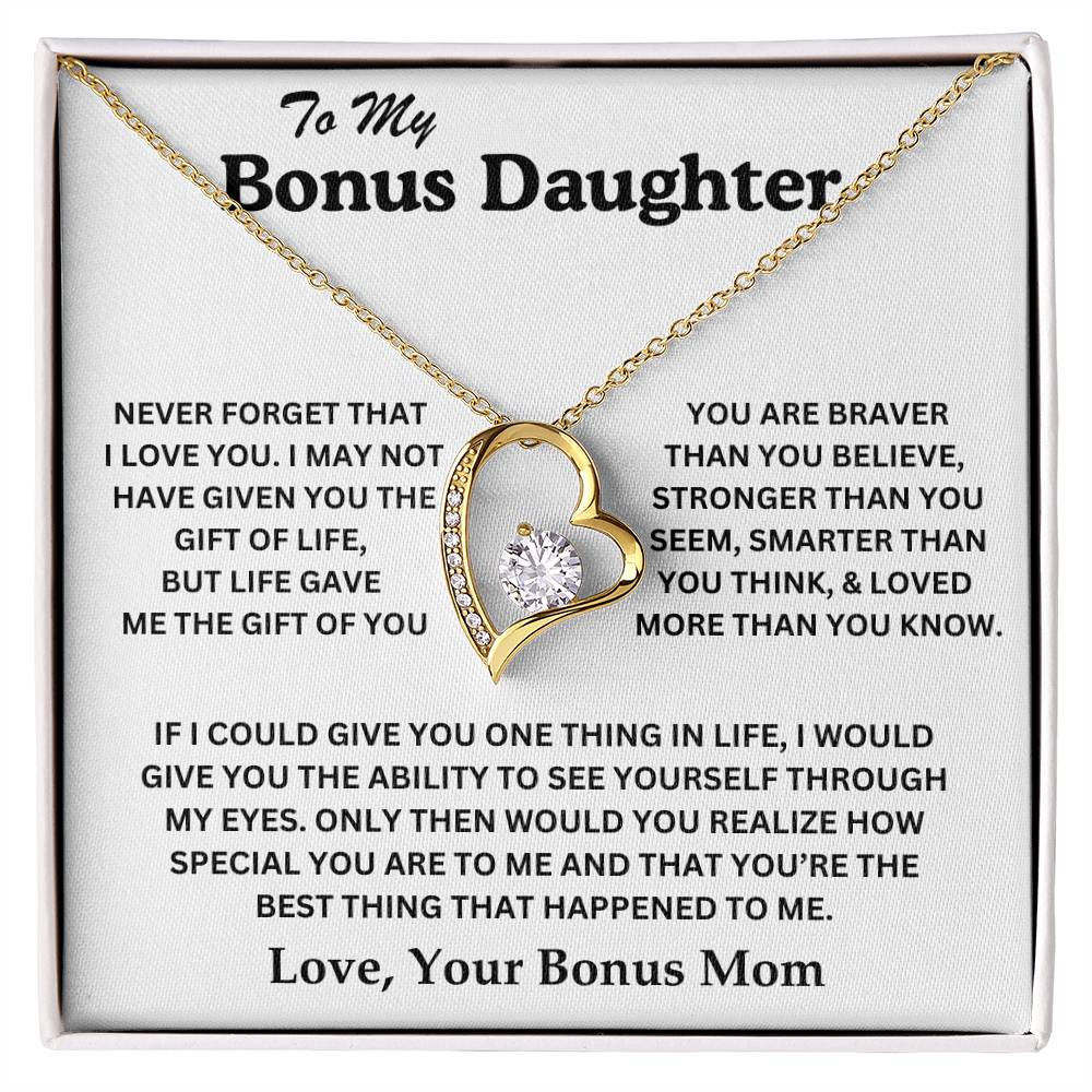 To My Bonus Daughter - Love, Your Bonus Mom - Forever Love Necklace - TJ075