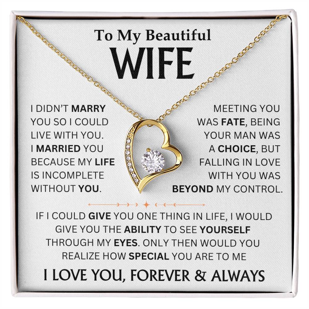 To My Beautiful Wife - Forever Love Necklace Gift Set Personalized TJ079