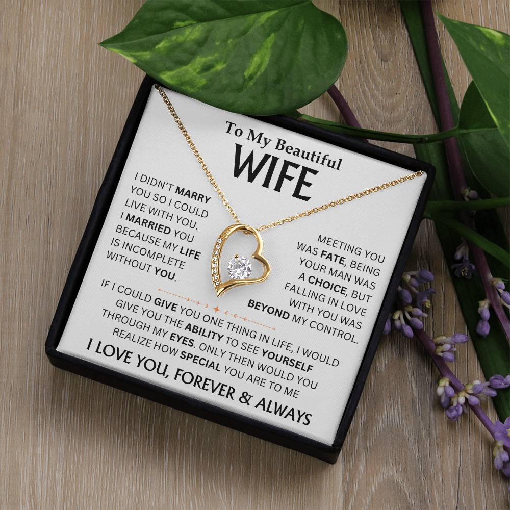 To My Beautiful Wife - Forever Love Necklace Gift Set Personalized TJ079