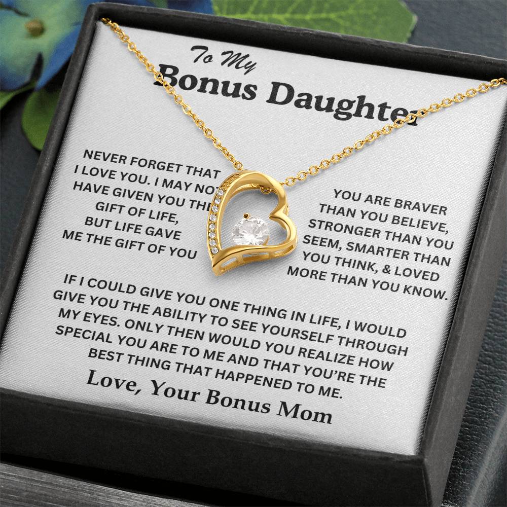 To My Bonus Daughter - Love, Your Bonus Mom - Forever Love Necklace - TJ075