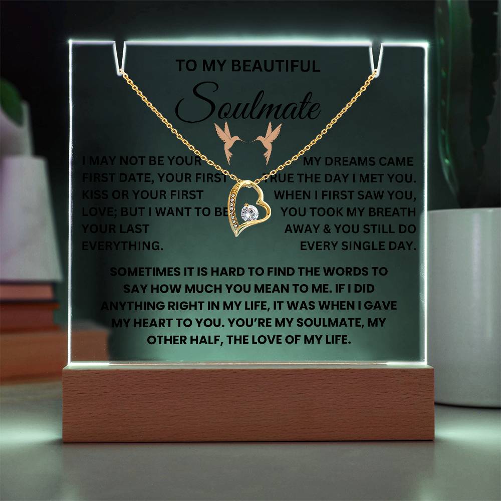 To My Beautiful Soulmate - Keepsake Acrylic and Necklace Bundle - TJ045